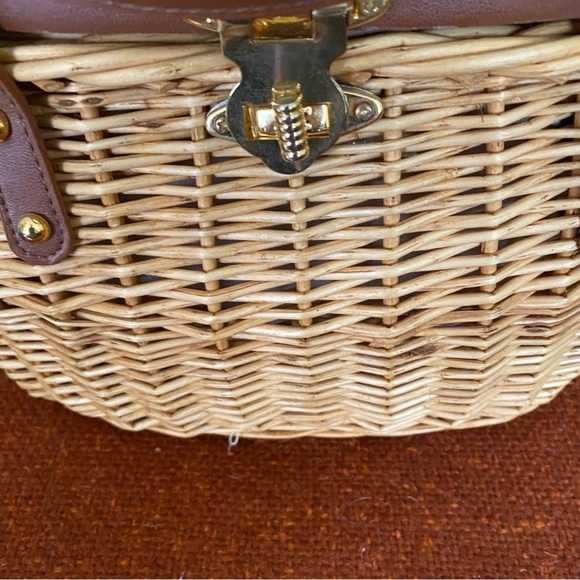 Vintage MCM Cappelli Straworld Wicker Purse w/ Owls on Wood Lid - Picture 4 of 15